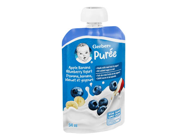 Apple Banana Blueberry Yogurt Purée, Made With Real Fruit and Yogurt