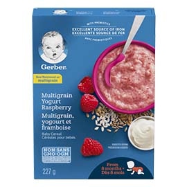 Gerber Baby Cereal, Multigrain Yogurt Raspberry