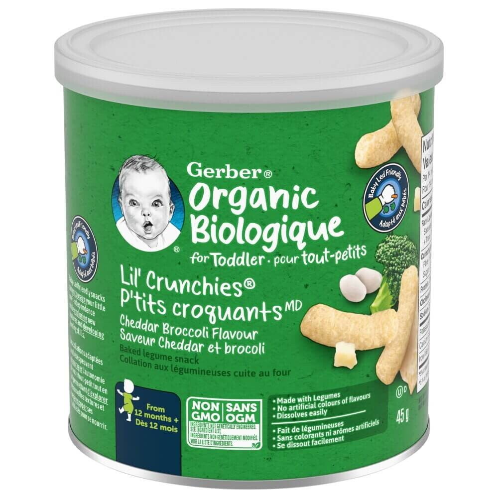 Gerber Organic lil’ crunchies cheddar and broccoli