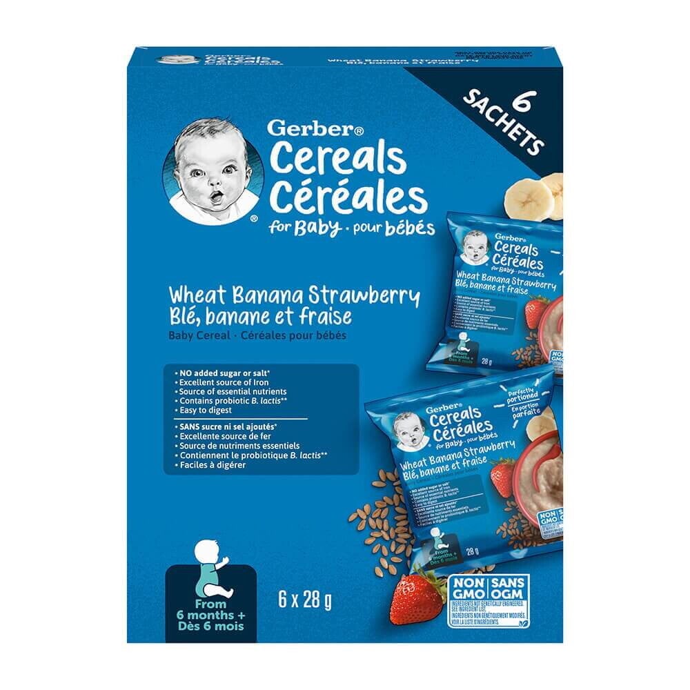 Gerber® Wheat Banana Strawberry Baby Cereal, Sachets