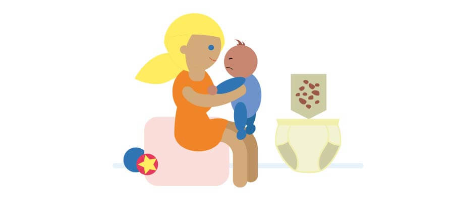 Illustration d’un bébé constipé