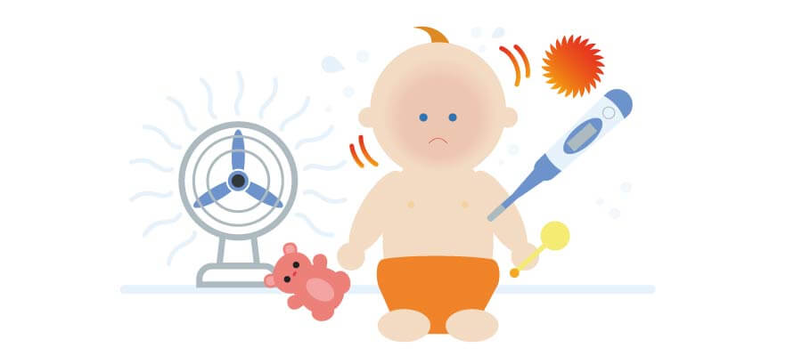 Illustration baby with fever