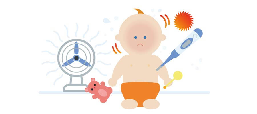 Illustration du bébé avec de la fièvre