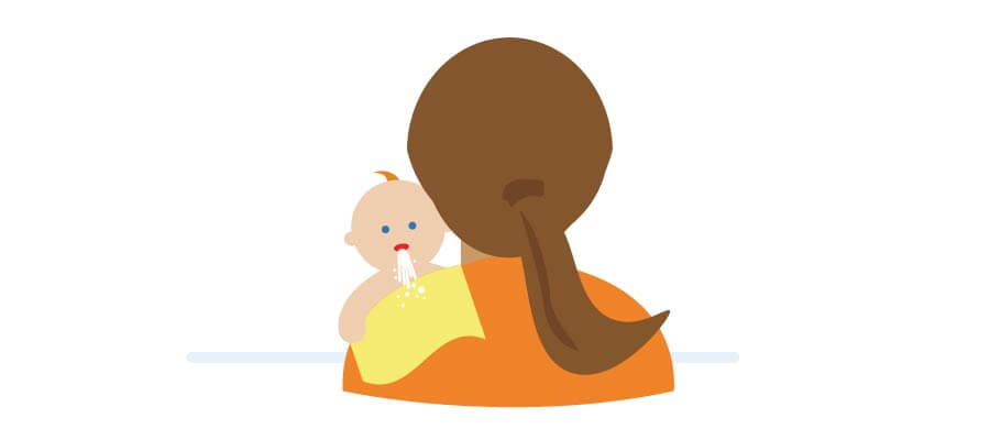 Illustration baby with reflux