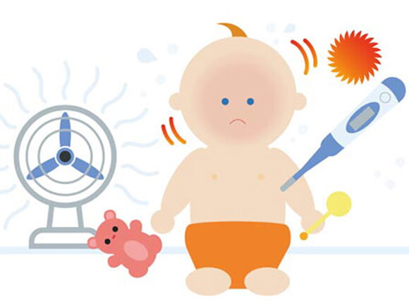 Illustration of baby with fever
