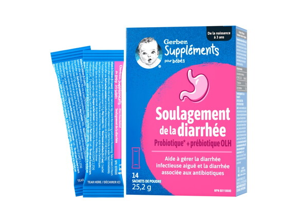 Suppléments GERBER, Soulagement de la diarrhée, sachets de poudre Suppléments GERBER, Soulagement de la diarrhée, sachets de poudre