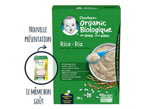 Gerber organic baby rice cereal