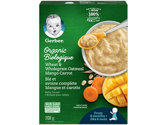 GERBER Organic Wheat & Wholegrain Oat Mango Carrot Baby Cereal