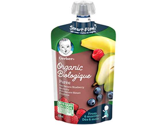 Gerber Organic Pear, Banana, Blueberries & Raspberries Purée