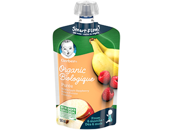 Gerber Organic Banana, Apple & Raspberries Purée