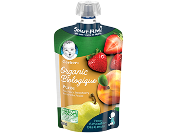 Gerber Organic Pear, Peach & Strawberry Purée