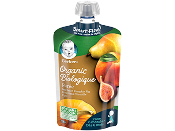 Gerber Organic Pur e Pear Peach Pumpkin Fig Nestl Baby me