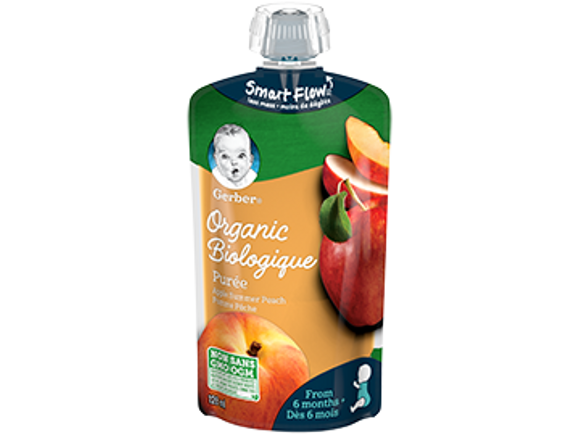 Gerber Organic Apple & Summer Peach Purée