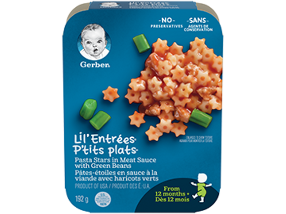Gerber Lil Entr es Pasta Stars in Meat Sauce