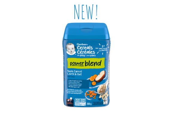 Gerber® Powerblend Baby Cereal, Apple Carrot Lentil & Oat