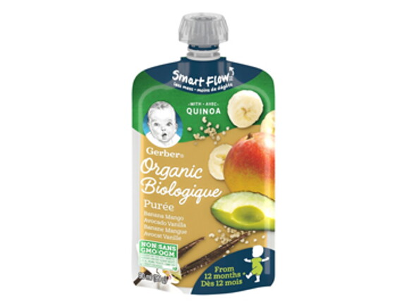 gerber puree, toddler snack, avocado, peach, baby food