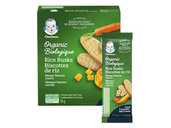 Gerber® Organic Rice Rusks, Mango Banana Carrot