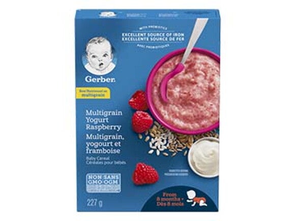 Gerber Multigrain Yogurt and Raspberry Baby Cereal