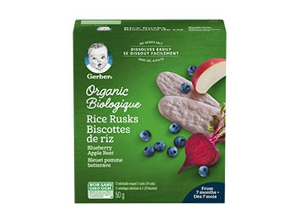 Gerber® Organic Rice Rusks, Blueberry Apple Beet