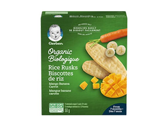Gerber® Organic Rice Rusks, Mango Banana Carrot