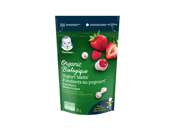 gerber yogurt melt, strawberry, berries, toddler, snack, gerber organic