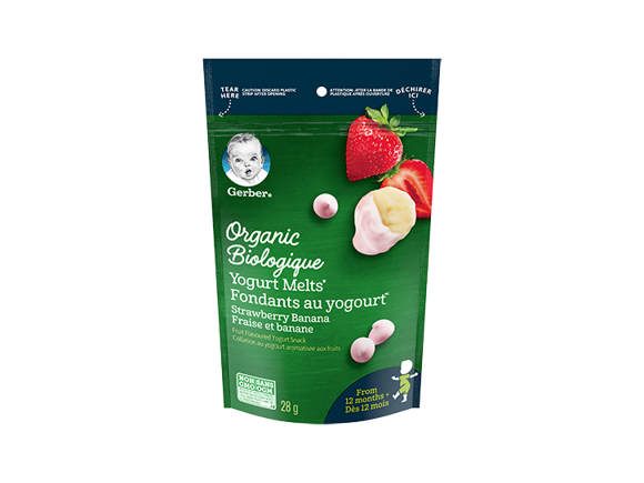 Gerber® Organic Yogurt Melts Strawberry Banana, toddler, toddler snack