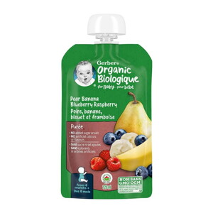 Gerber Organic Pear, Banana, Blueberries & Raspberries Purée Gerber Organic Pear, Banana, Blueberries & Raspberries Purée