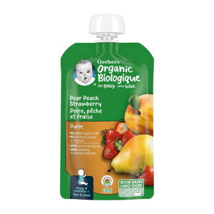 Gerber Organic Pear, Peach & Strawberry Purée Gerber Organic Pear, Peach & Strawberry Purée