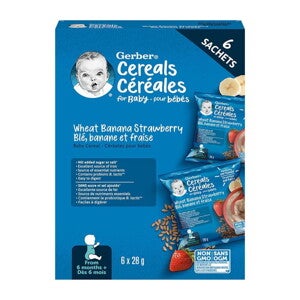Gerber® Wheat Banana Strawberry Baby Cereal, Sachets Gerber® Wheat Banana Strawberry Baby Cereal, Sachets